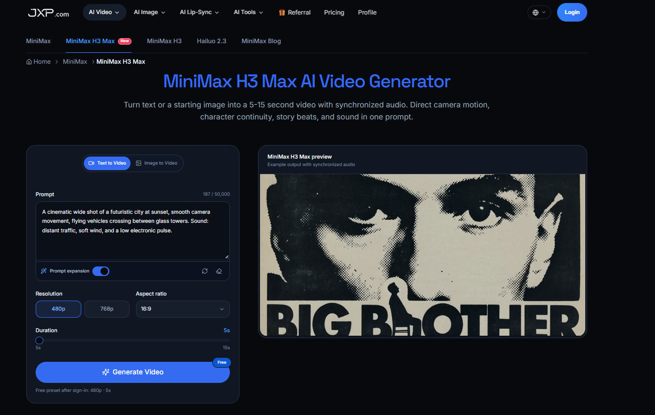 MiniMax H3 Max AI Video Generator screenshot 1