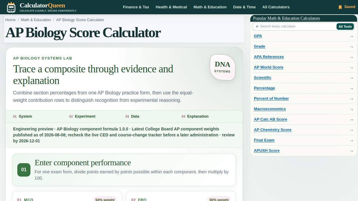 CalculatorQueen AP Biology Score Calculator screenshot 1