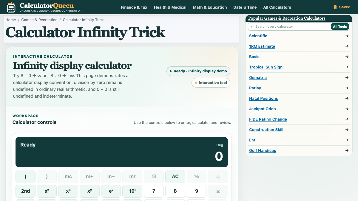 CalculatorQueen Infinity Trick Lab screenshot 1