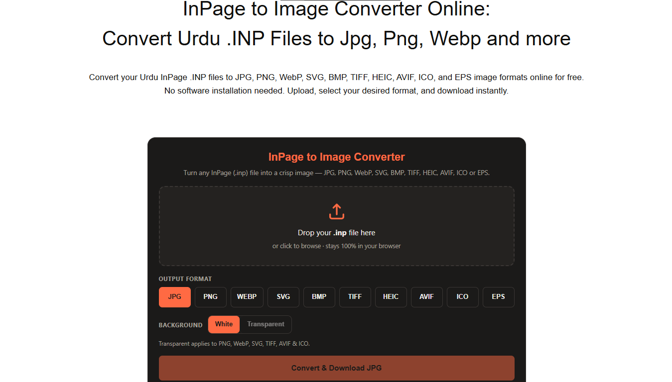 InPage to Image Converter Online screenshot 1