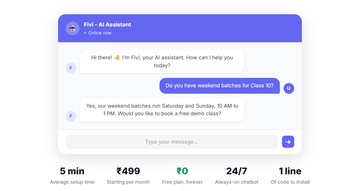 AI Chatbot for Indian Business Websites screenshot 1