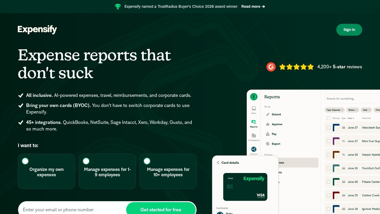 Expensify screenshot 1