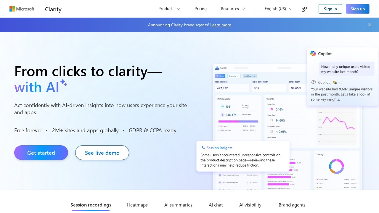 Microsoft Clarity screenshot 1