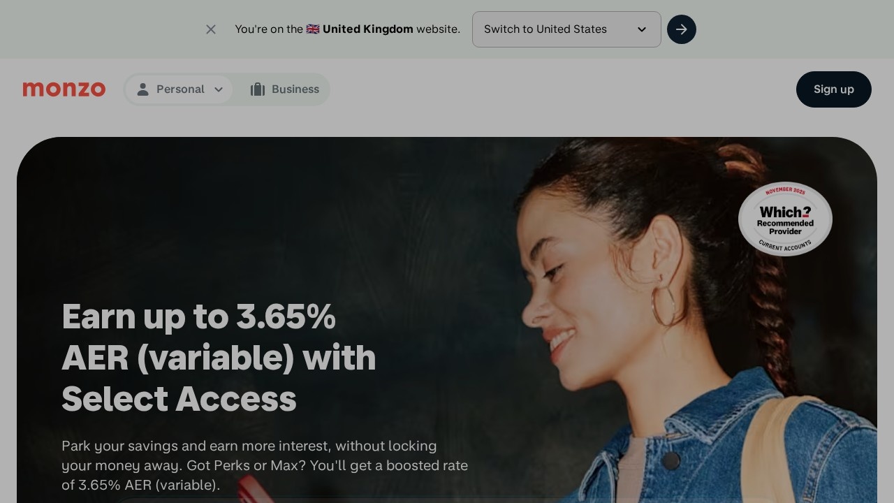Monzo screenshot 1