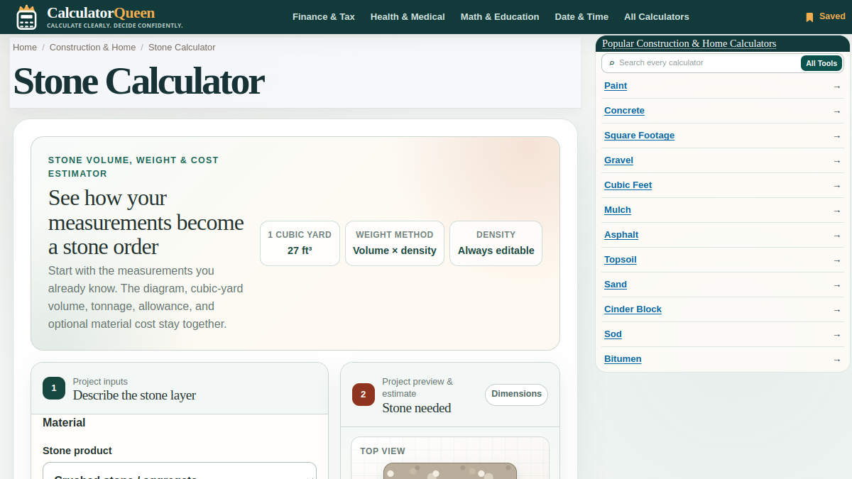 CalculatorQueen Stone Calculator screenshot 1